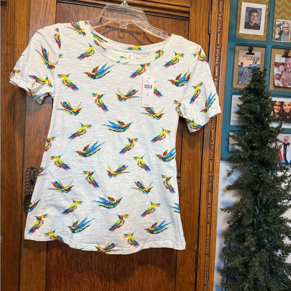 Anthropologie Meadow Rue Multicolor Bird Tee  Meadow Rue  by Anthropologie